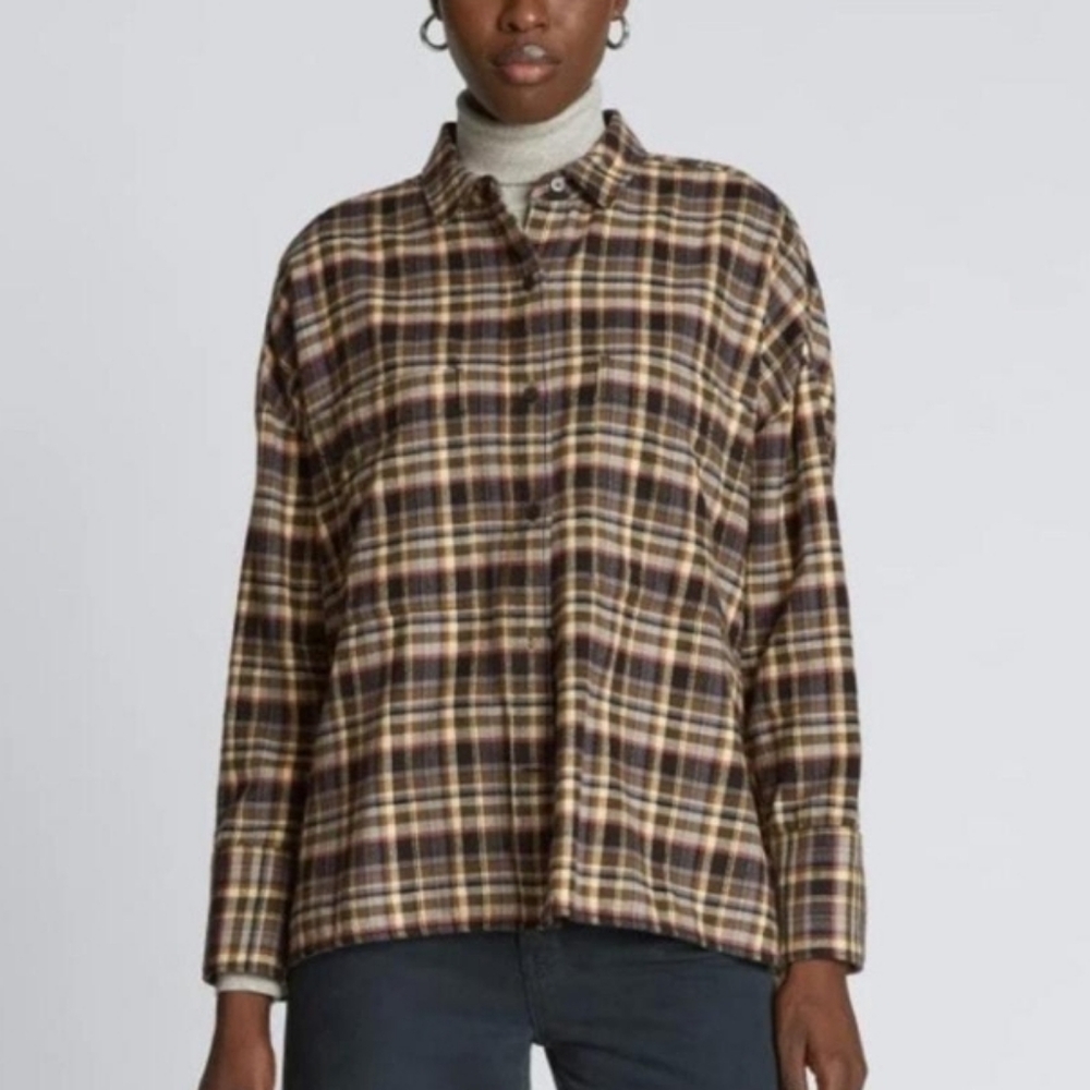 NWT Everlane Boxy Oversized Flannel Shirt Plaid
